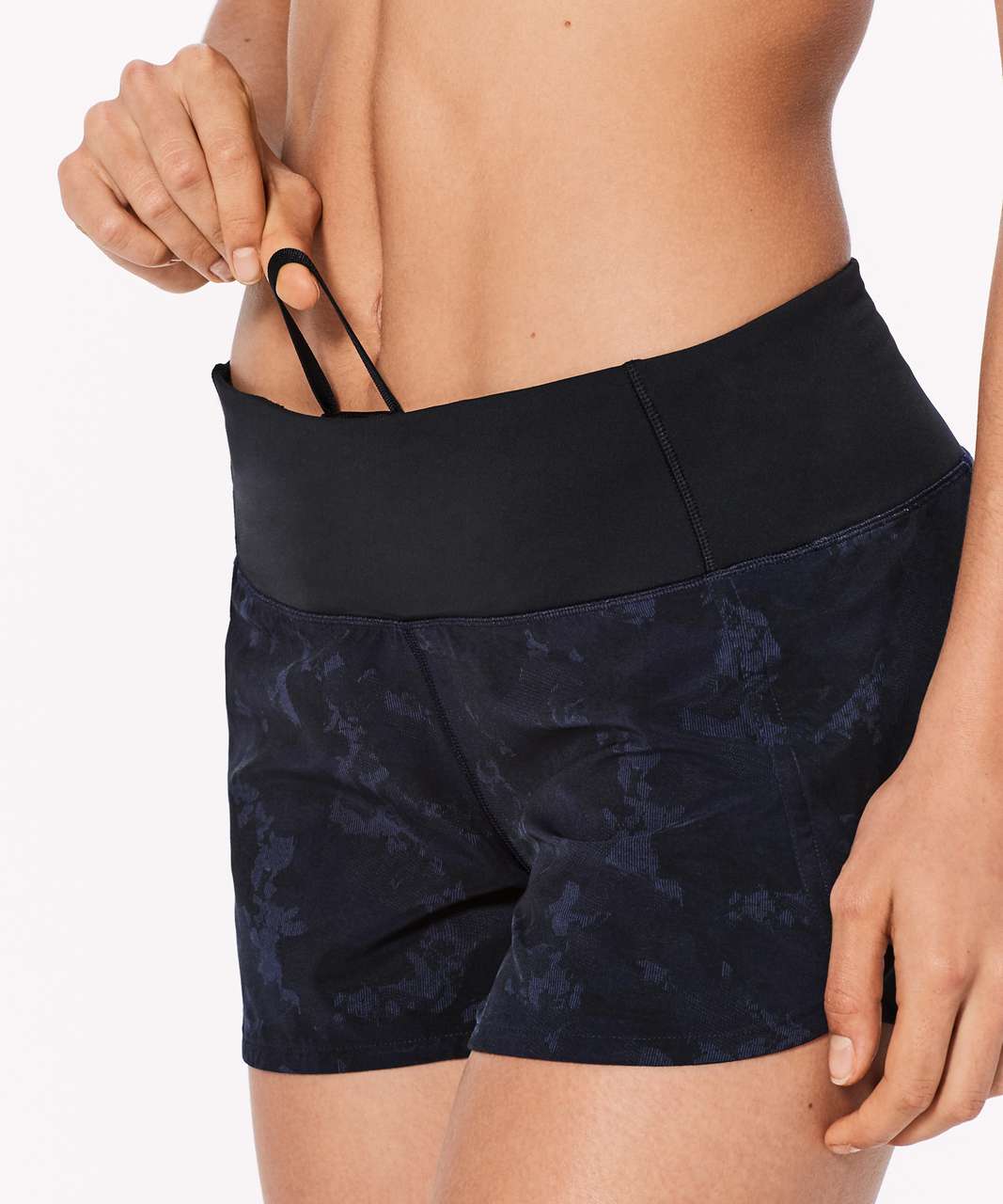 Lululemon Run Times Short II*4" - Camouflaged Midnight Navy Black / Black