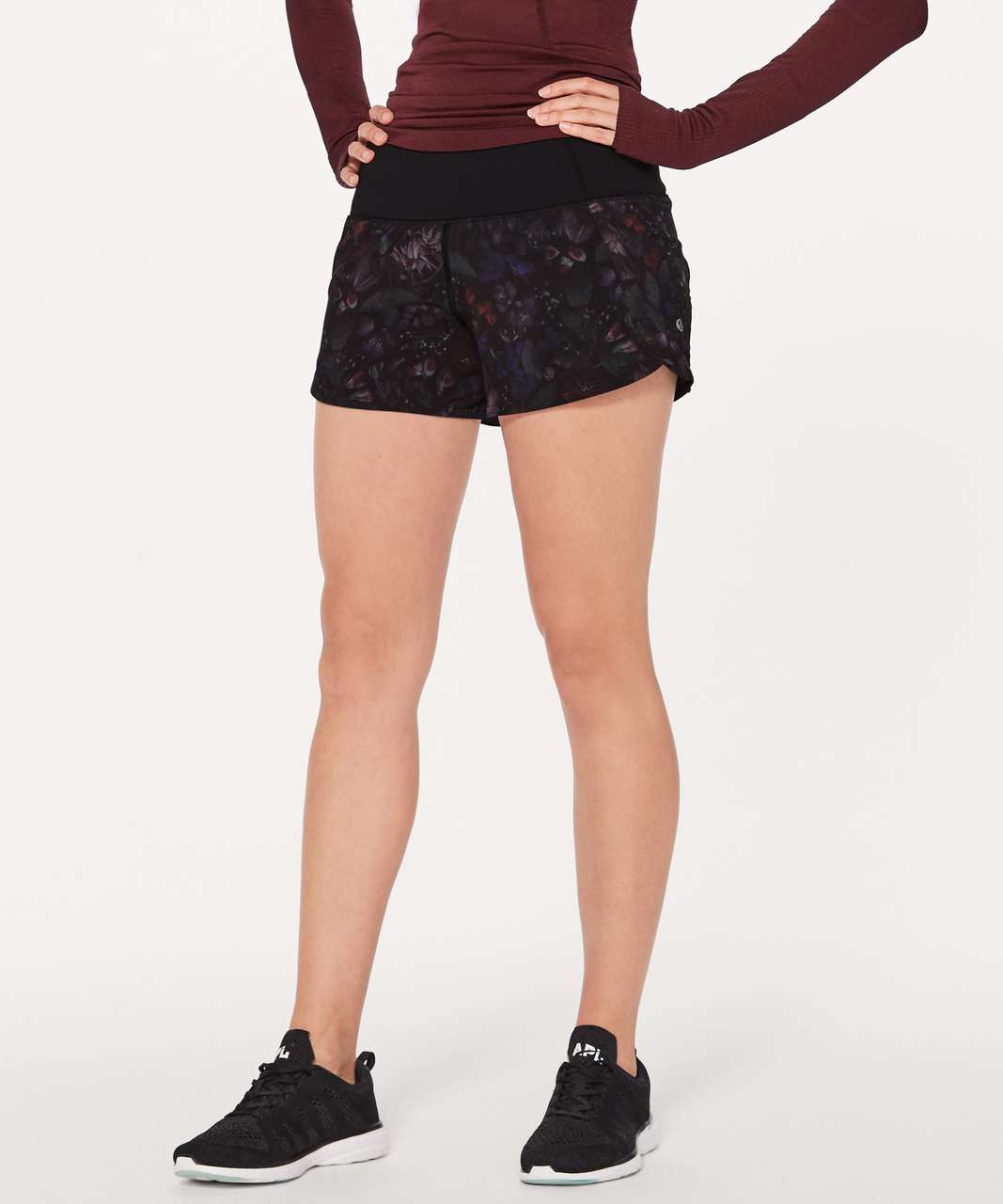 Lululemon Run Times Short II *4" - Frozen Flourish Multi / Black