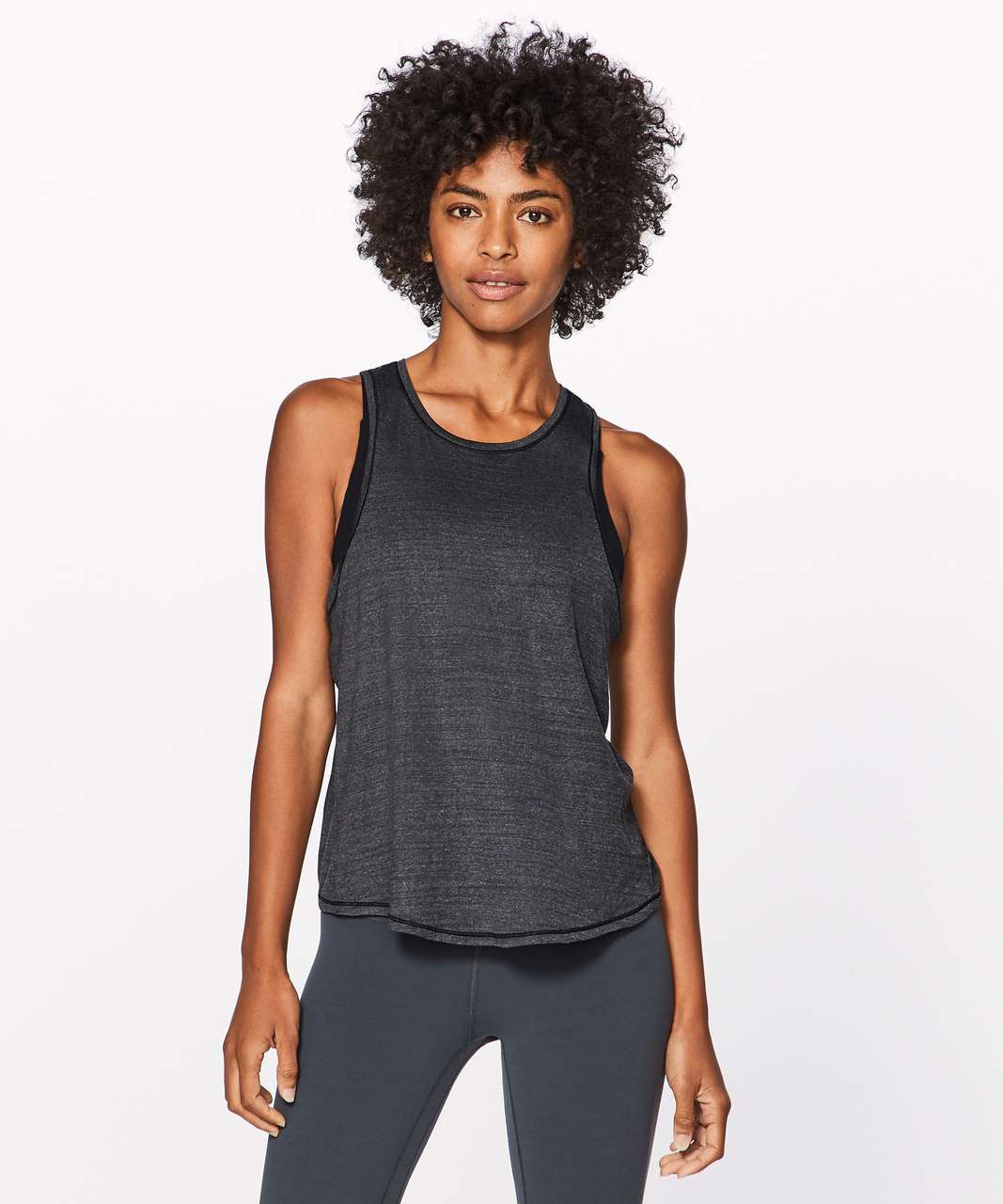 Lululemon Women Heathered Dark Fuel &Go Everywhere Twist Back Luon