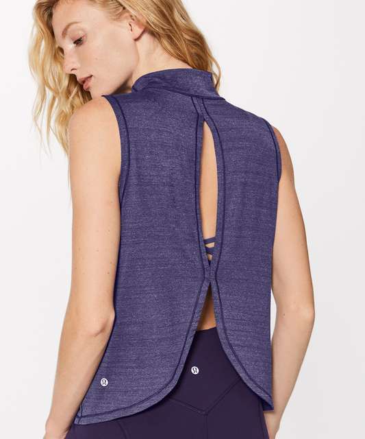 Lululemon Twist & Reach Mock Neck Tank - Heathered Black - lulu fanatics