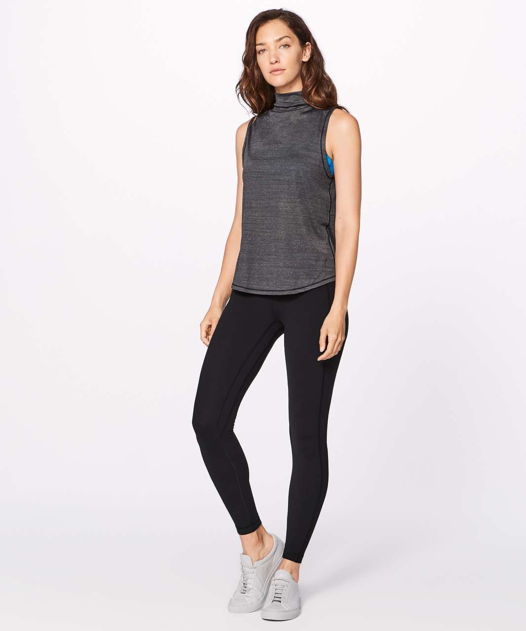 Lululemon Twist & Reach Mock Neck Tank Heathered Black