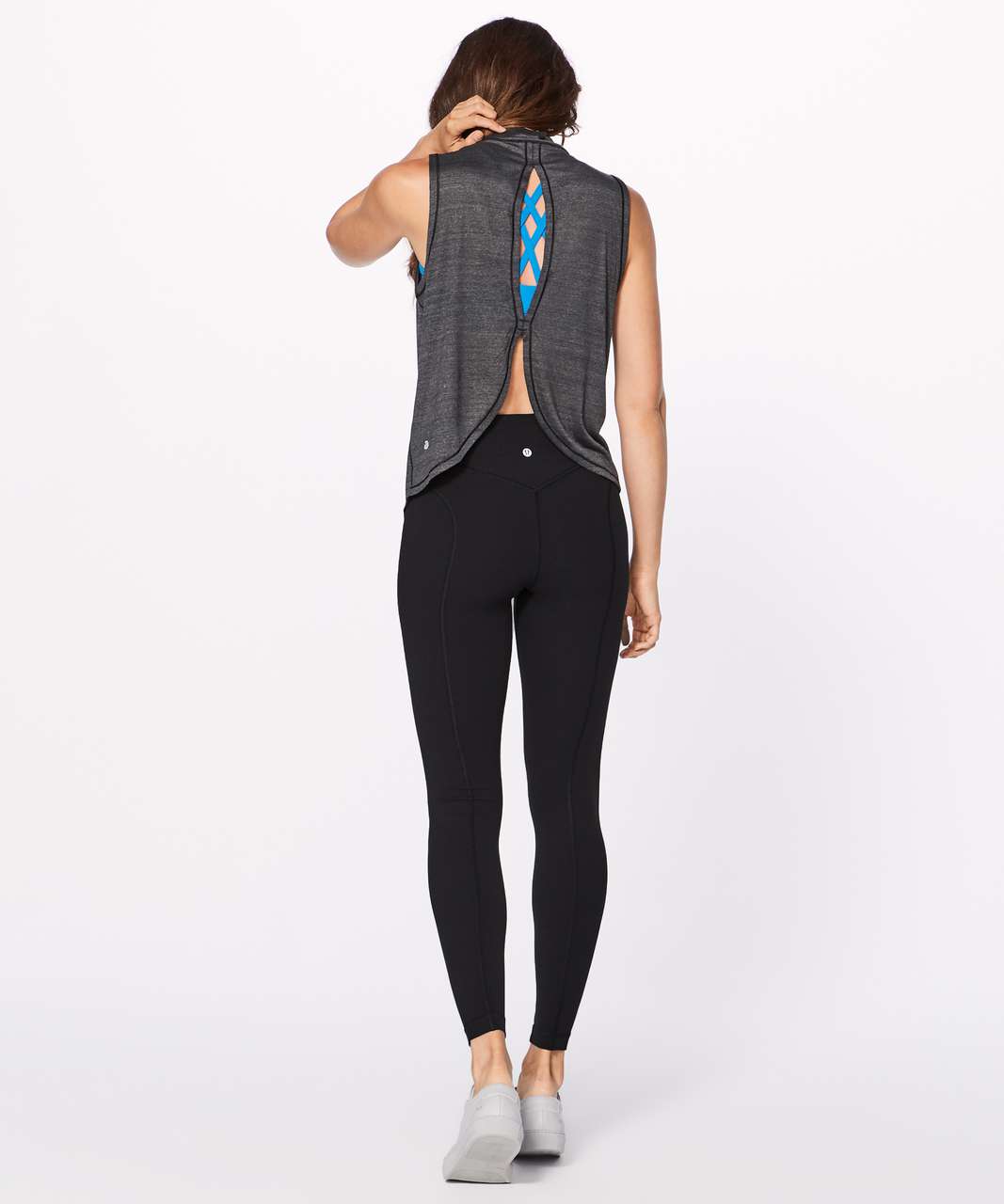 Lululemon Twist & Reach Mock Neck Tank Heathered Black