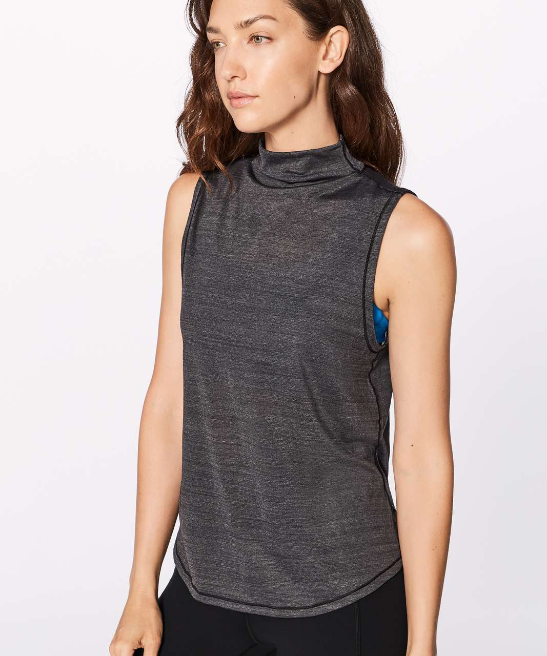 Lululemon Twist & Reach Mock Neck Tank Heathered Black