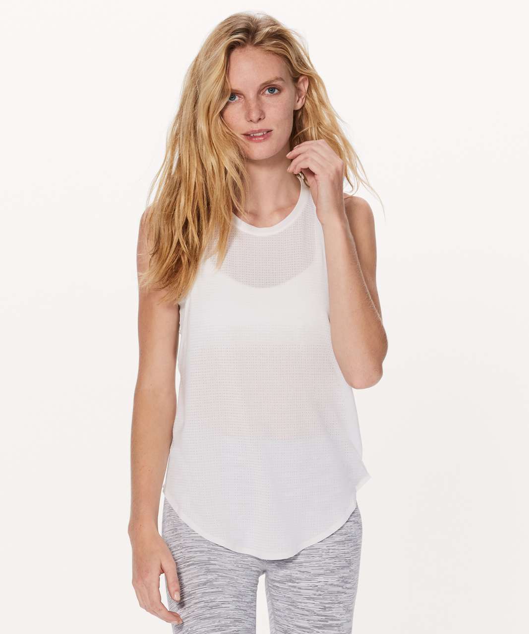 Lululemon Plank To Pike Tank - Heathered White / White