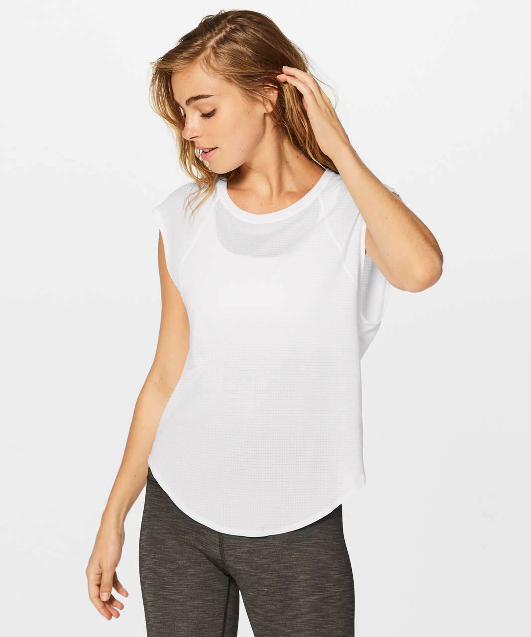 Lululemon Plank To Pike Short Sleeve - Heathered White / White