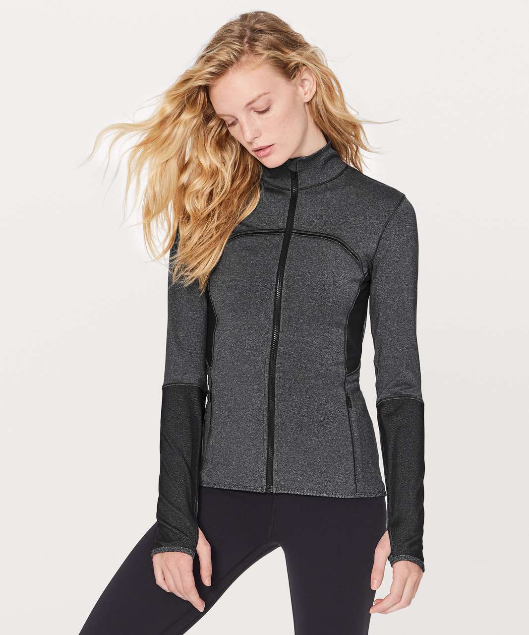 Lululemon Mesh Is More Jacket - Heathered Black - lulu fanatics