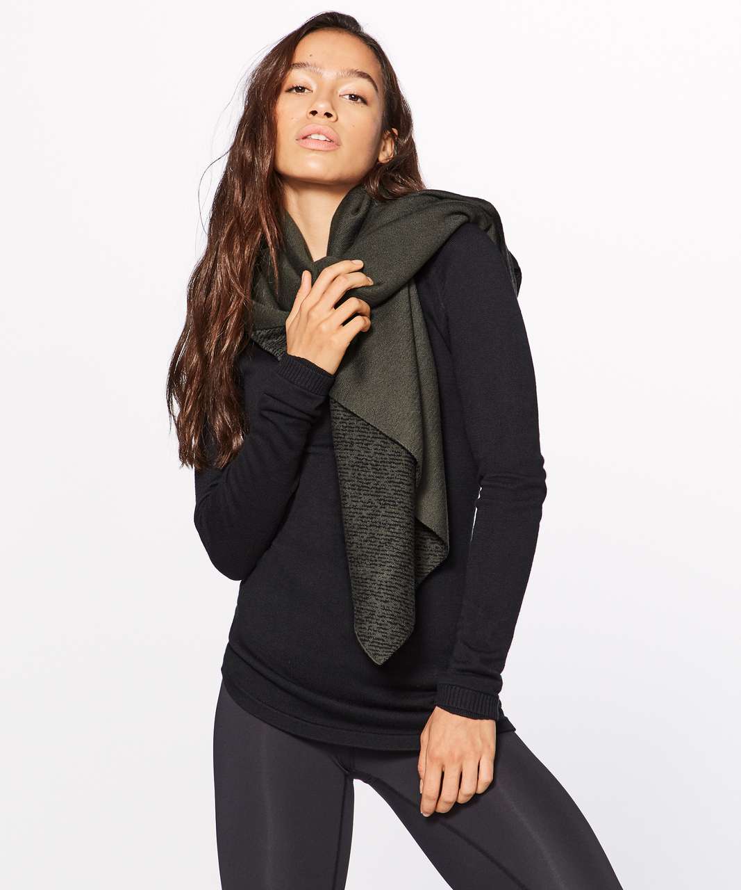 Lululemon Flow & Go Scarf - Dark Olive / Black