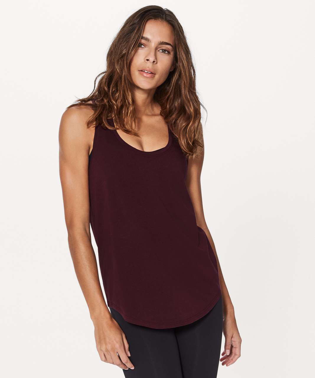  Womens Pima Cotton Workout Tank Tops Loose Fit Yoga  Sleeveless Shirts Muscle Tank Misty Merlot Small