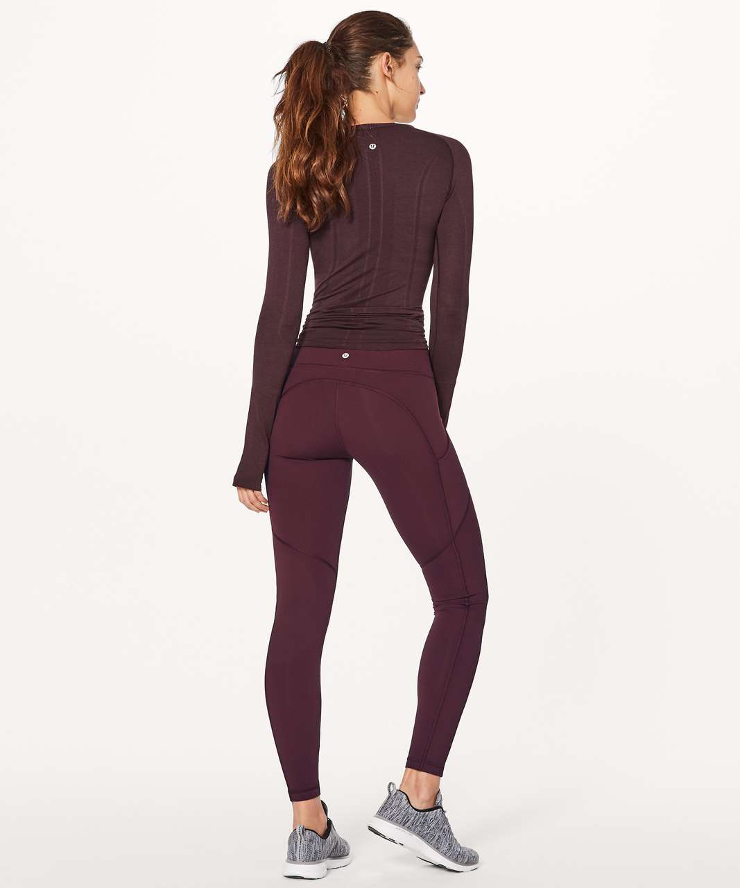 Lululemon Full Ankle Length Ruched Leg Speed Tight Pants, Burgundy/Black  Size