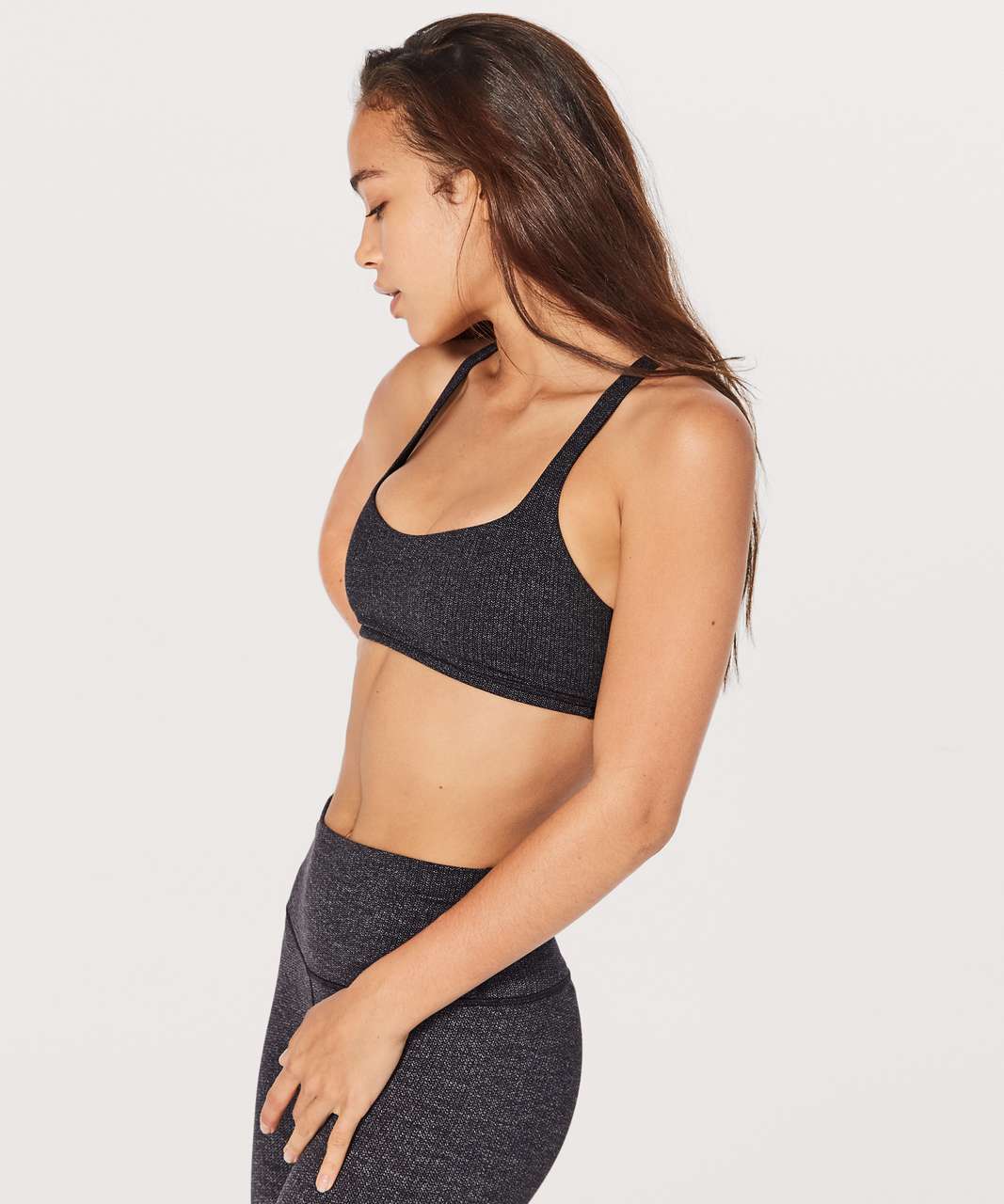 Lululemon Free To Be Bra - Power Luxtreme Variegated Knit Black Heathered Black