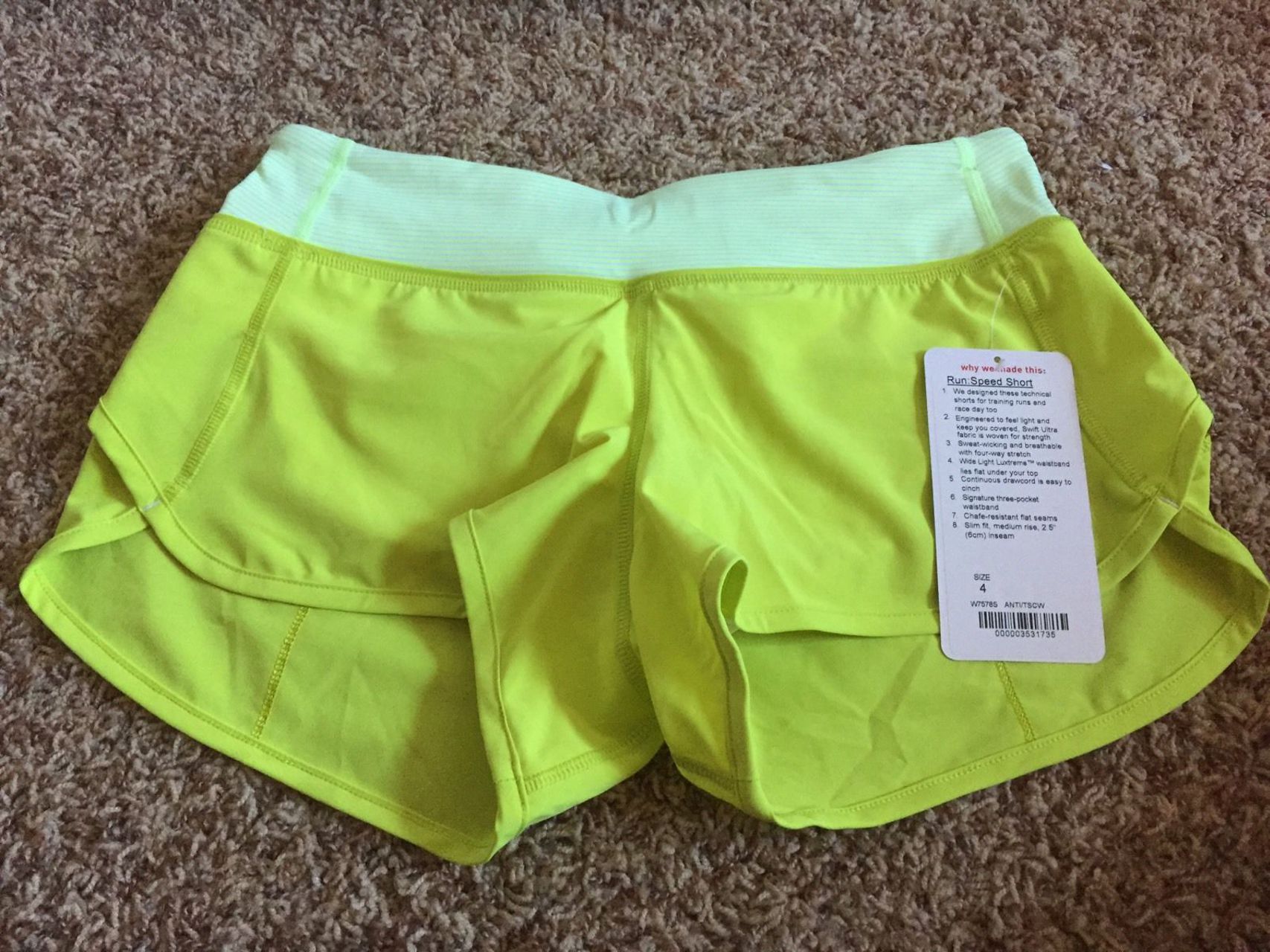 Lululemon Run:  Speed Short *4-way Stretch - Antidote / Tonka Stripe Clear Mint White