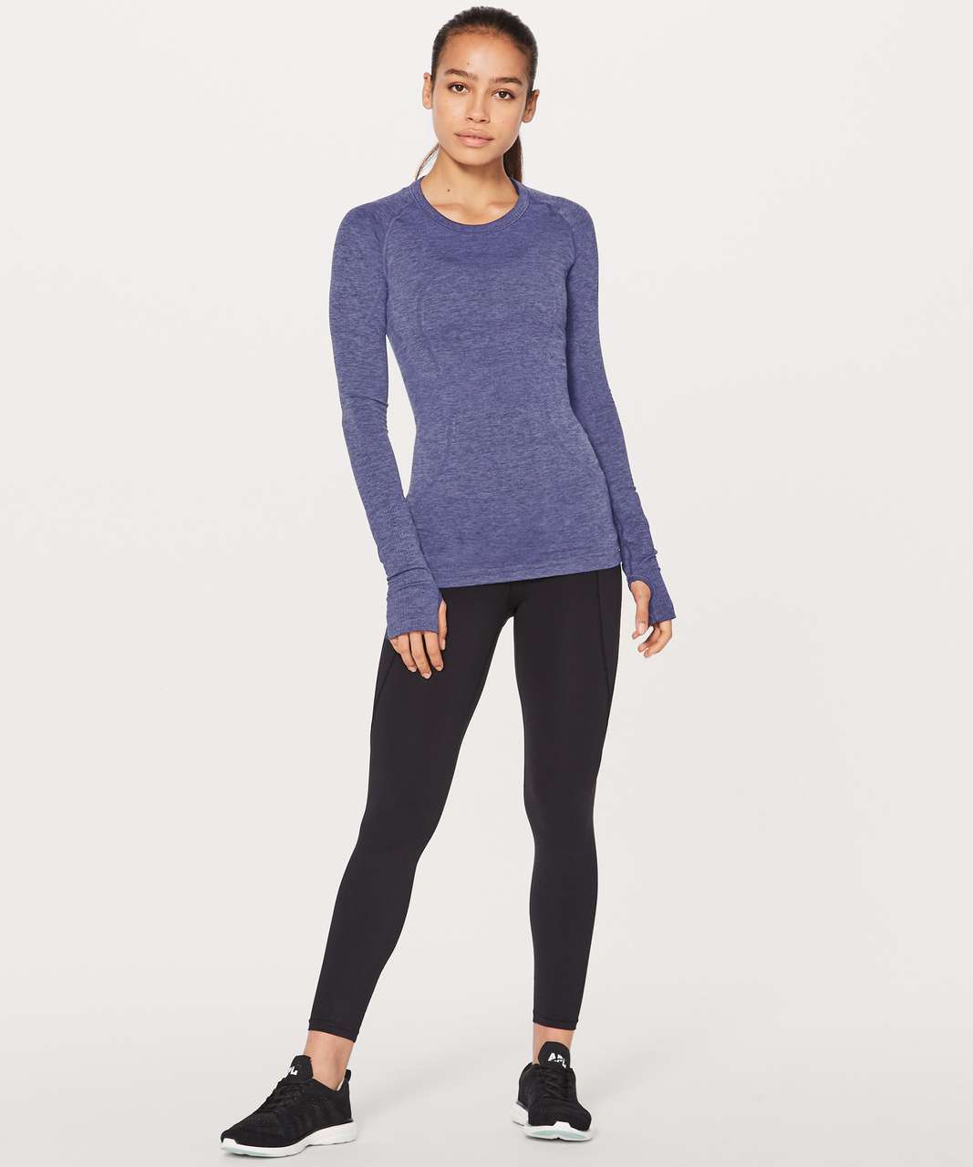 LULULEMON Swiftly Tech Long Sleeve Crew 1.0 Original Heathered Grape Size 4  EUC