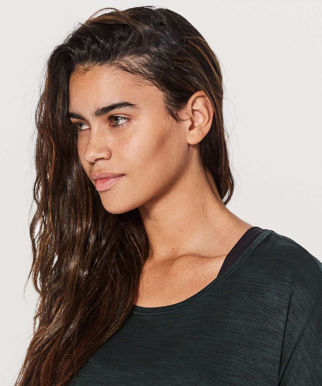 Lululemon Get Set Long Sleeve - Heathered Dark Emerald / Black