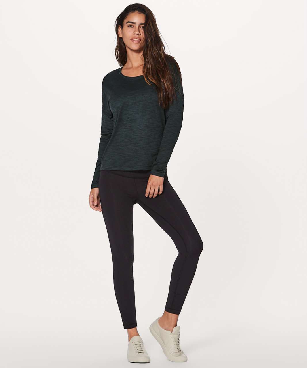 Lululemon Get Set Long Sleeve - Heathered Dark Emerald / Black