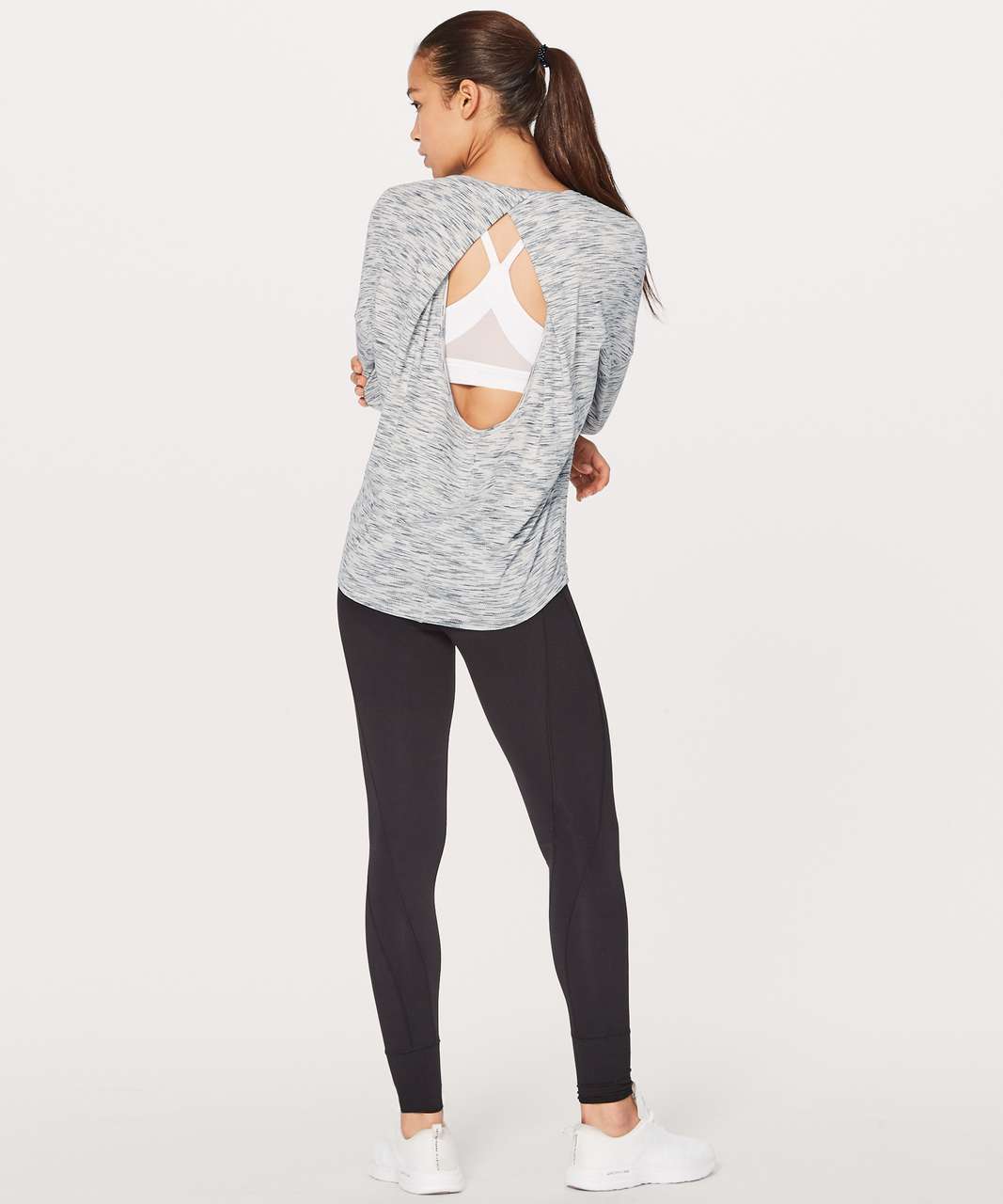 Lululemon Athletica white grey space dye open back long sleeve top women's  6 - $35 - From Spencer