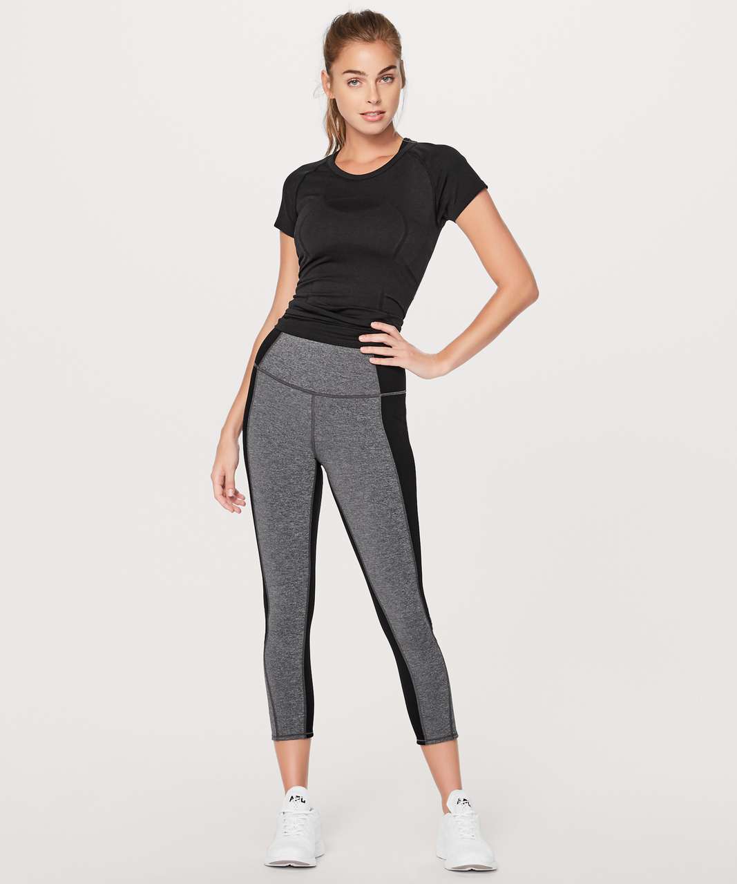 Lululemon On Your Mark Crop (23") - Heathered Black / Black