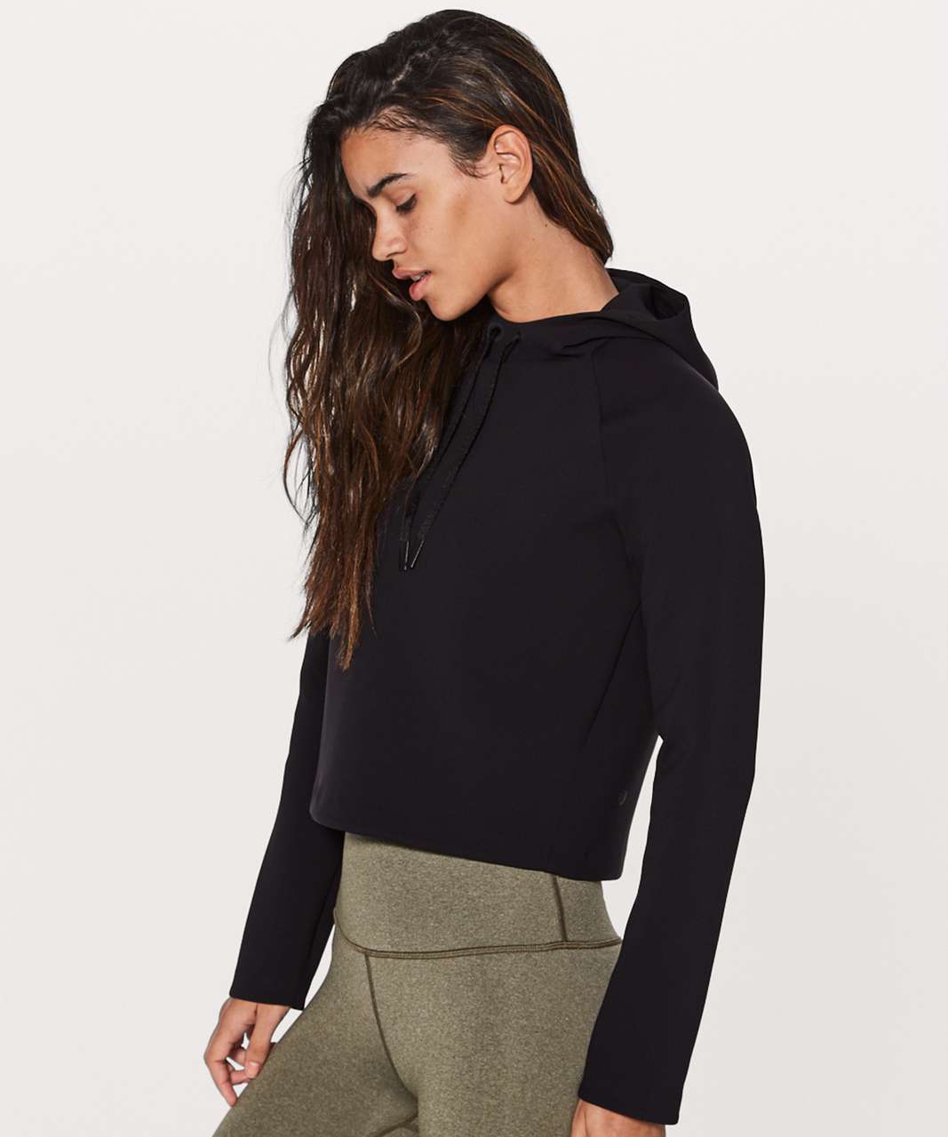 NEW Women's Lululemon x MADHAPPY Relaxed Crop Hoodie Size 2 Black Pullover