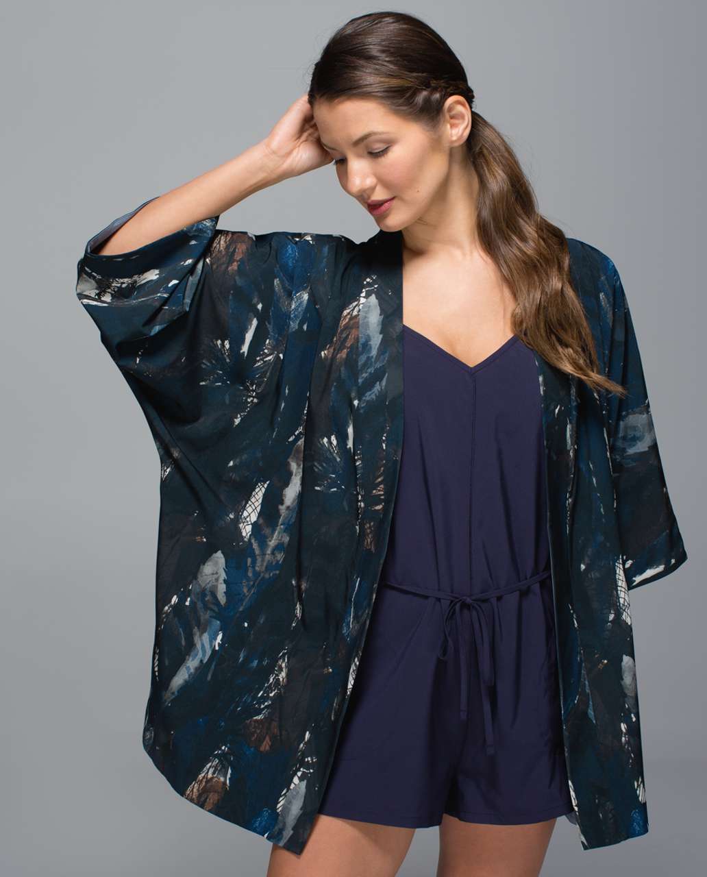 Lululemon Casbah Kimono - Painted Feathers Cashew Multi / Blue Denim