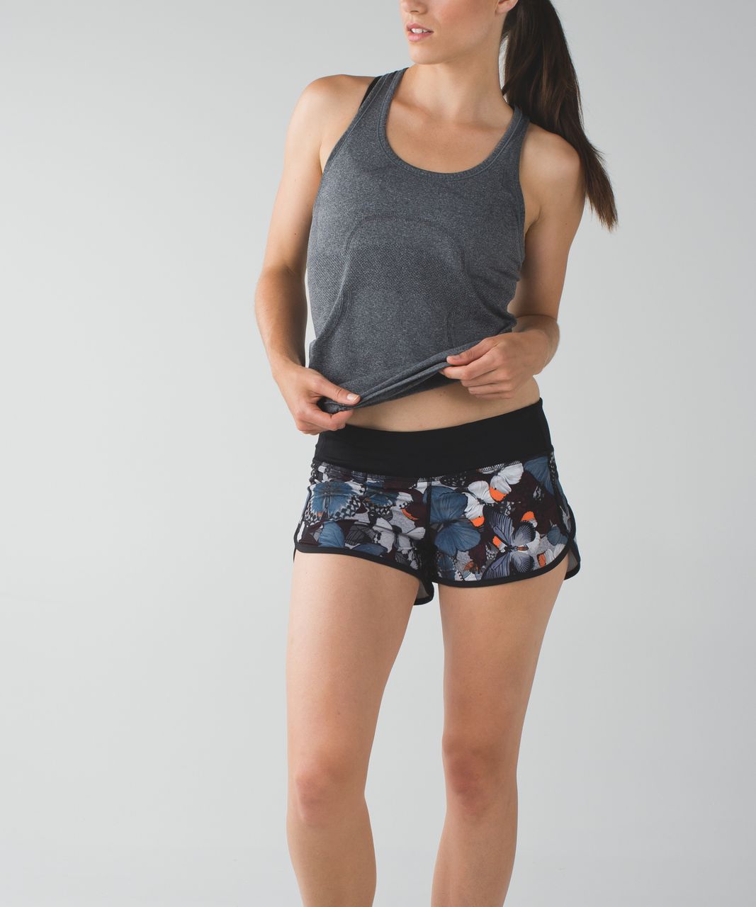 Lululemon Run:  Speed Short *4-way Stretch - Biggie So Fly Butterfly Pizzaz Multi / Black