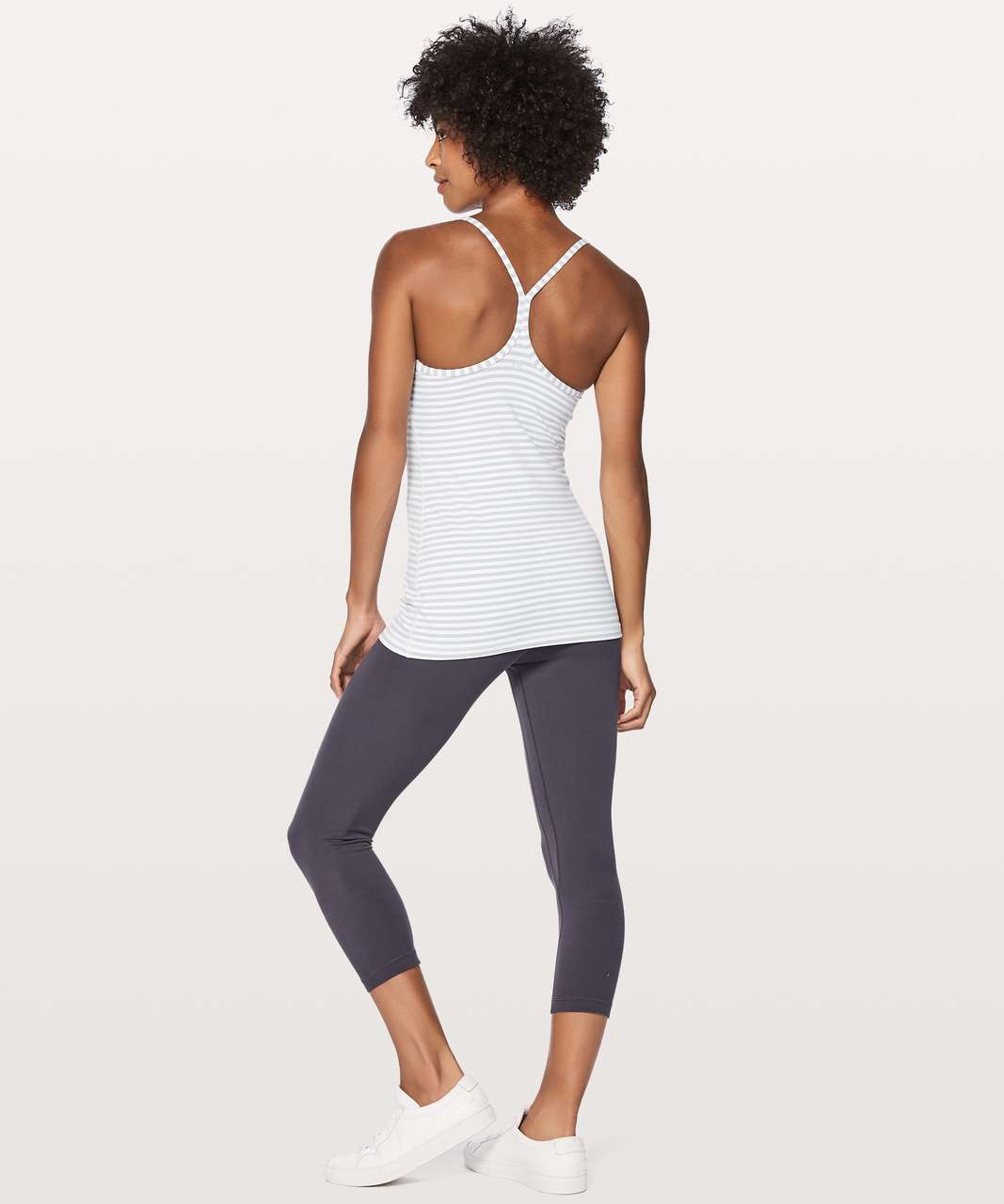 Lululemon Power Y Tank *Luon - Classic Stripe White Silver Fox