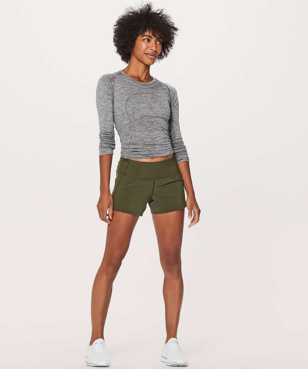 Lululemon Run Times Short II (4") - Dark Olive