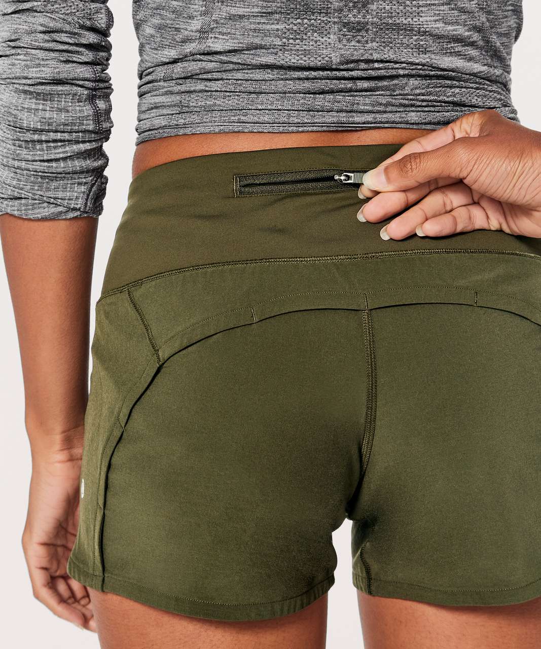 Lululemon Run Times Short II (4") - Dark Olive