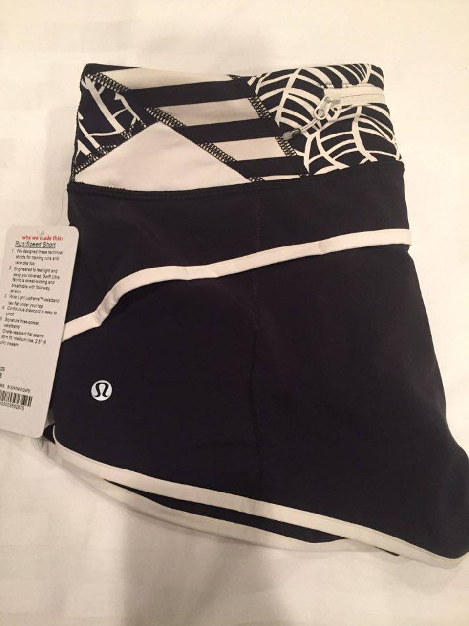 Lululemon Run:  Speed Short *4-way Stretch - Black / Angel Wing / Su14 Quilt 35