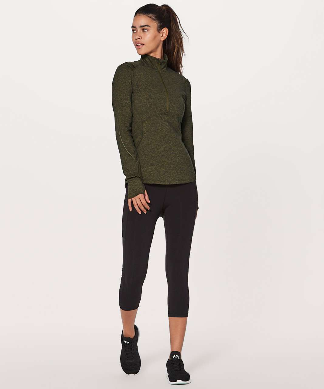 Lululemon Extra Mile 1/2 Zip - Heathered Utilitarian / Black