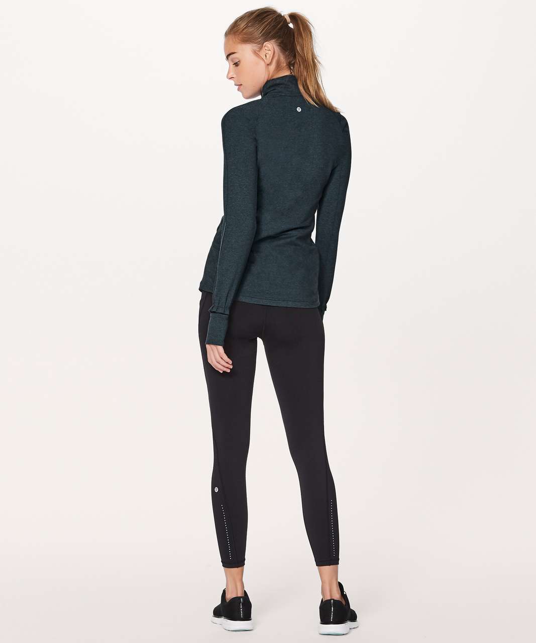 Lululemon Extra Mile 1/2 Zip - Heathered Nocturnal Teal / Black