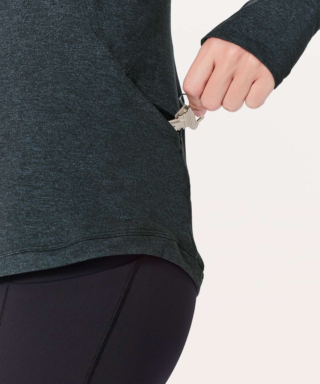 Lululemon Extra Mile 1/2 Zip - Heathered Nocturnal Teal / Black