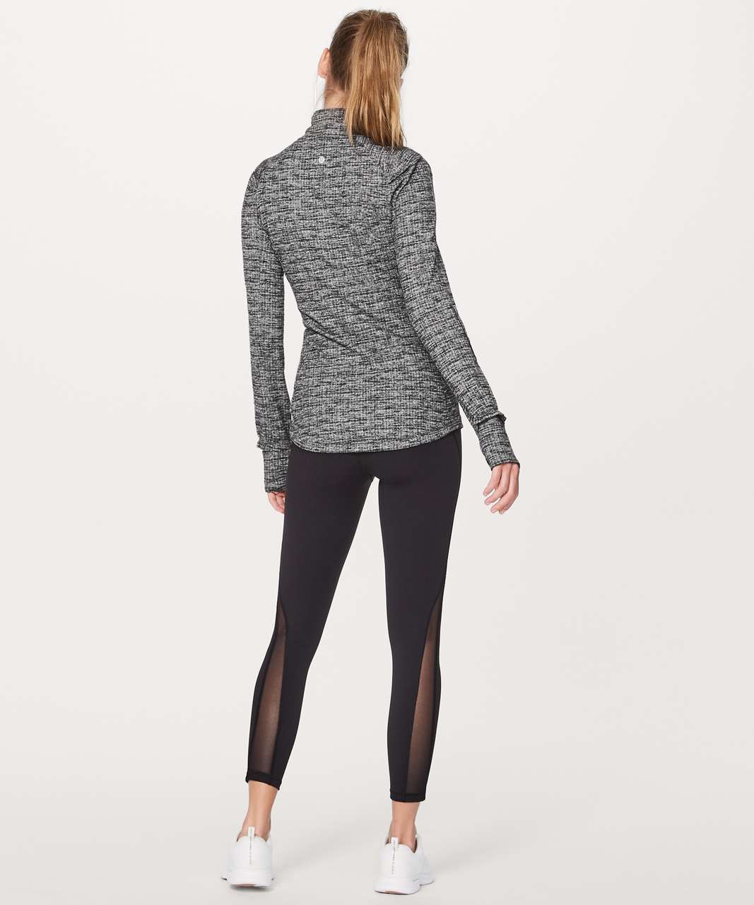 Lululemon Extra Mile 1/2 Zip - Running Luon Ringspun Denim Black White ...