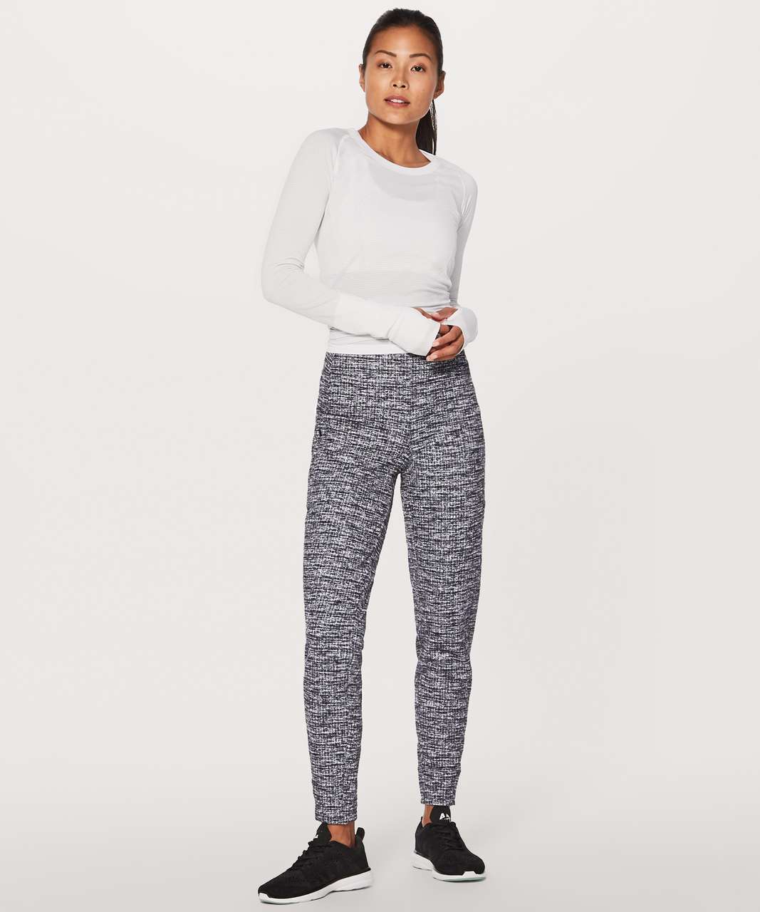 Lululemon Jet Pant Womens Size 4 Black White Jacquard Joggers