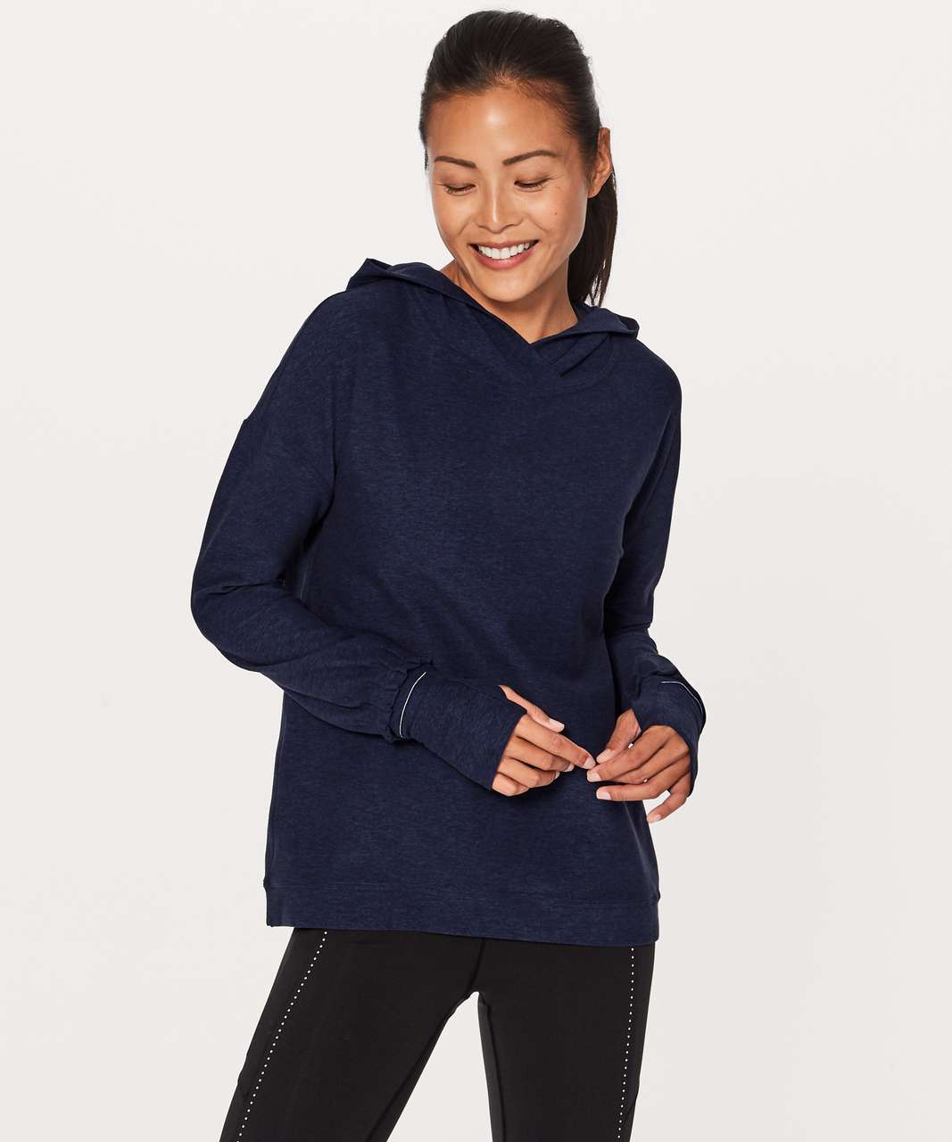 Lululemon Extra Mile Hoodie - Heathered Hero Blue / Black - lulu fanatics