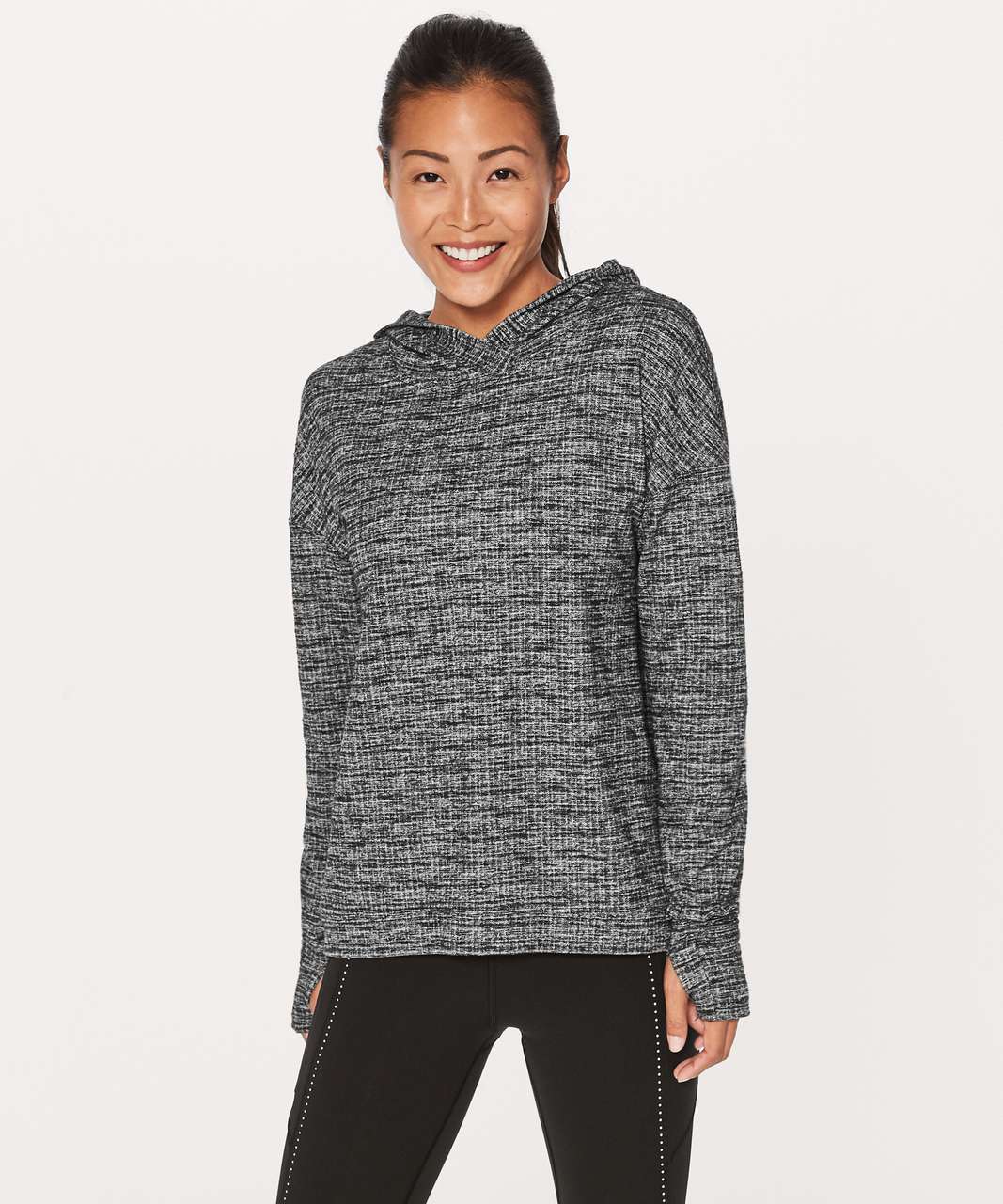 Lululemon Extra Mile Hoodie - Running Luon Ringspun Denim Black White ...