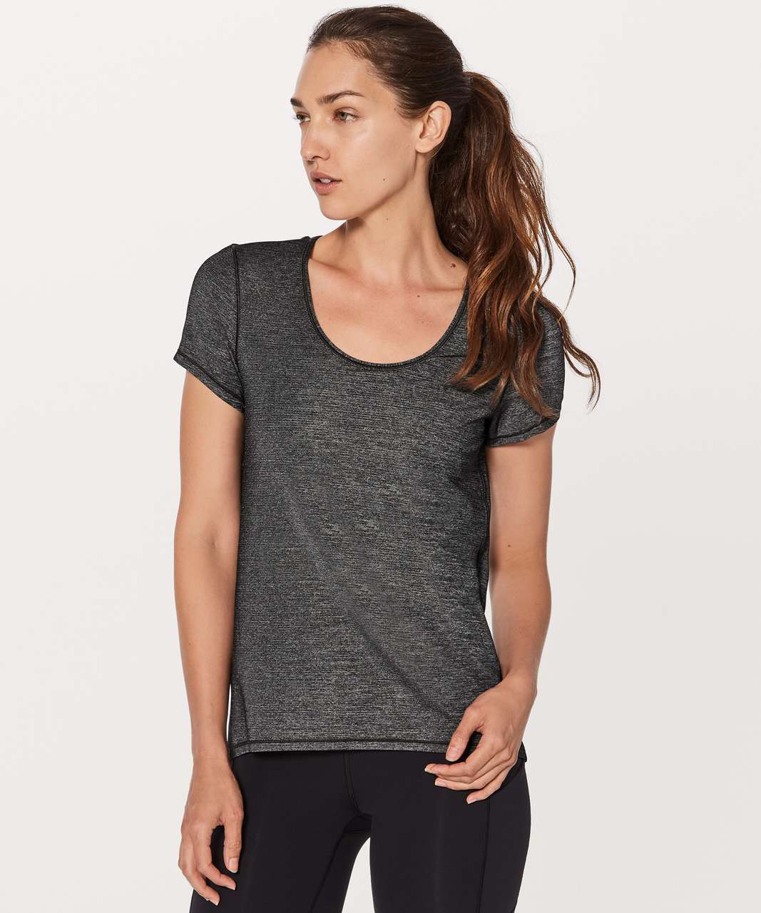 Lululemon Extra Mile Short Sleeve - Heathered Black - lulu fanatics