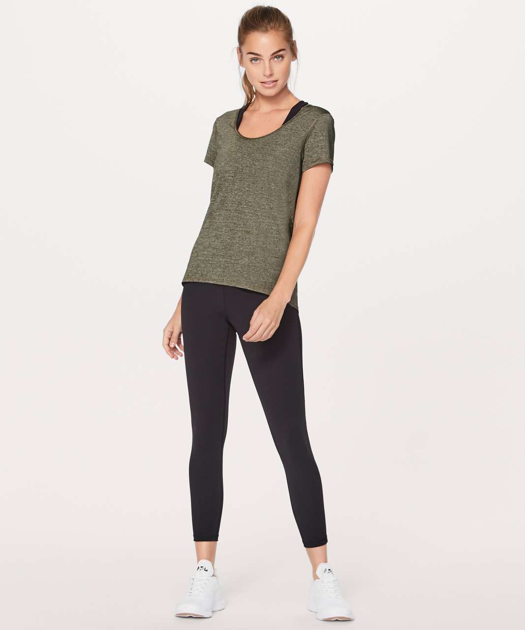 Lululemon Extra Mile Short Sleeve - Heathered Dark Olive - lulu fanatics