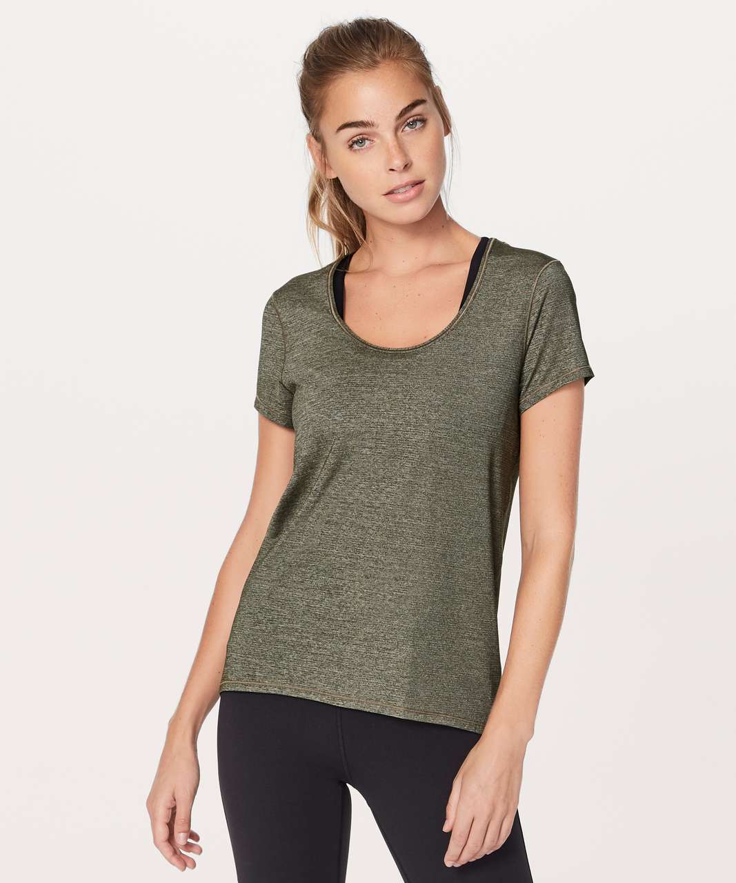 Lululemon Extra Mile Short Sleeve - Heathered Dark Olive