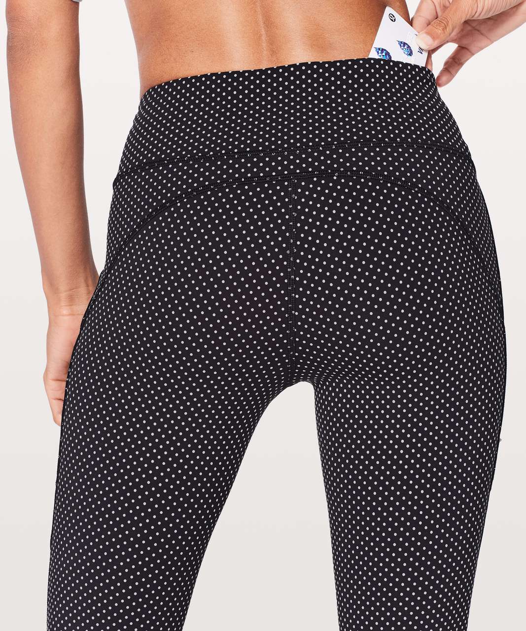 Lululemon Black Silver Dot Reflective Leggings Hip Zipper Pocket Women's  Size 8