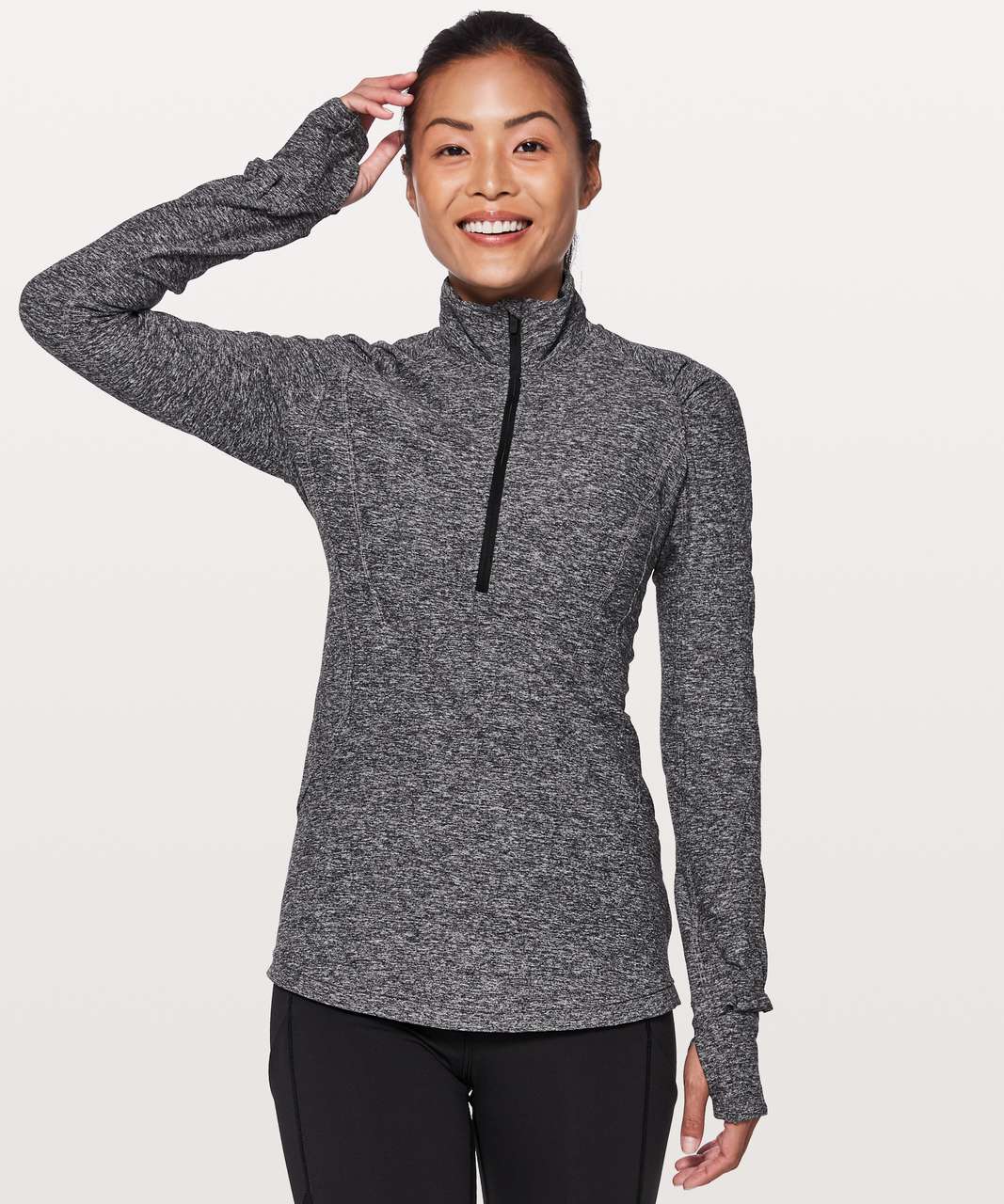 Lululemon Extra Mile 1/2 Zip *Reflective - Heathered Black / Reflective