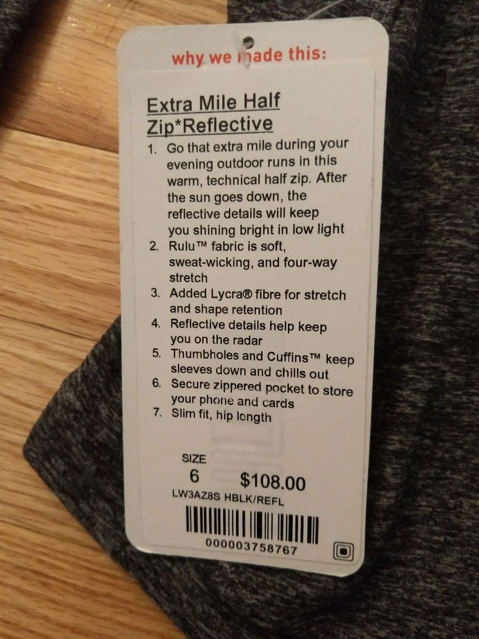 Lululemon Extra Mile 1/2 Zip *Reflective - Heathered Black / Reflective