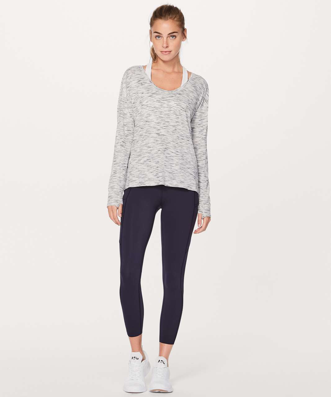 Lululemon Meant To Move Long Sleeve - Tiger Space Dye Black White