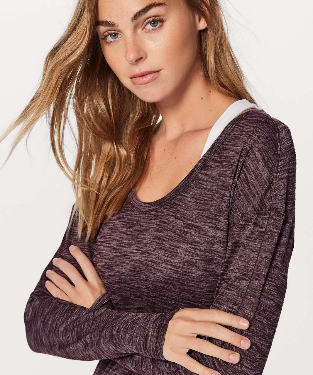 Lululemon Meant To Move Long Sleeve - Heathered Black Cherry