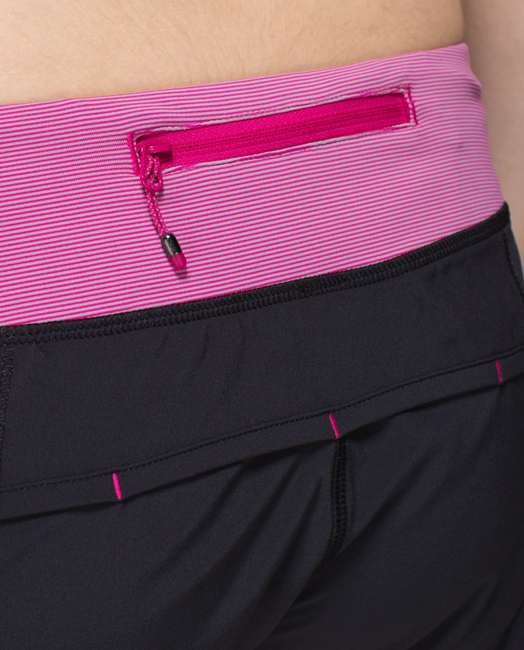 Lululemon Run:  Speed Short *4-way Stretch - Black / Wee Stripe Jewelled Magenta