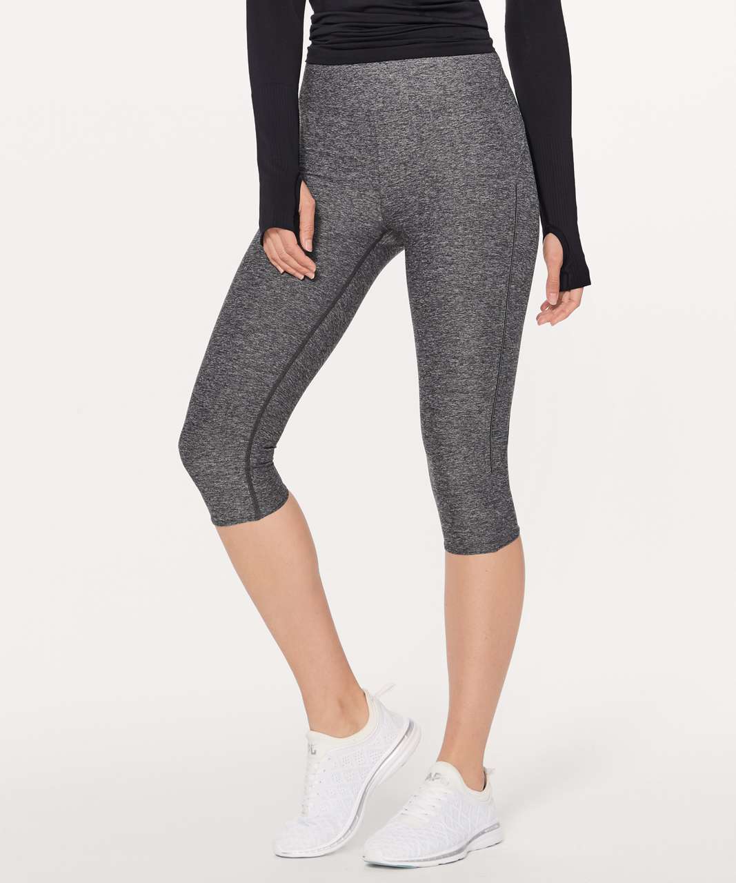 Lululemon Morning Miles Crop (17) - Heathered Black - lulu fanatics