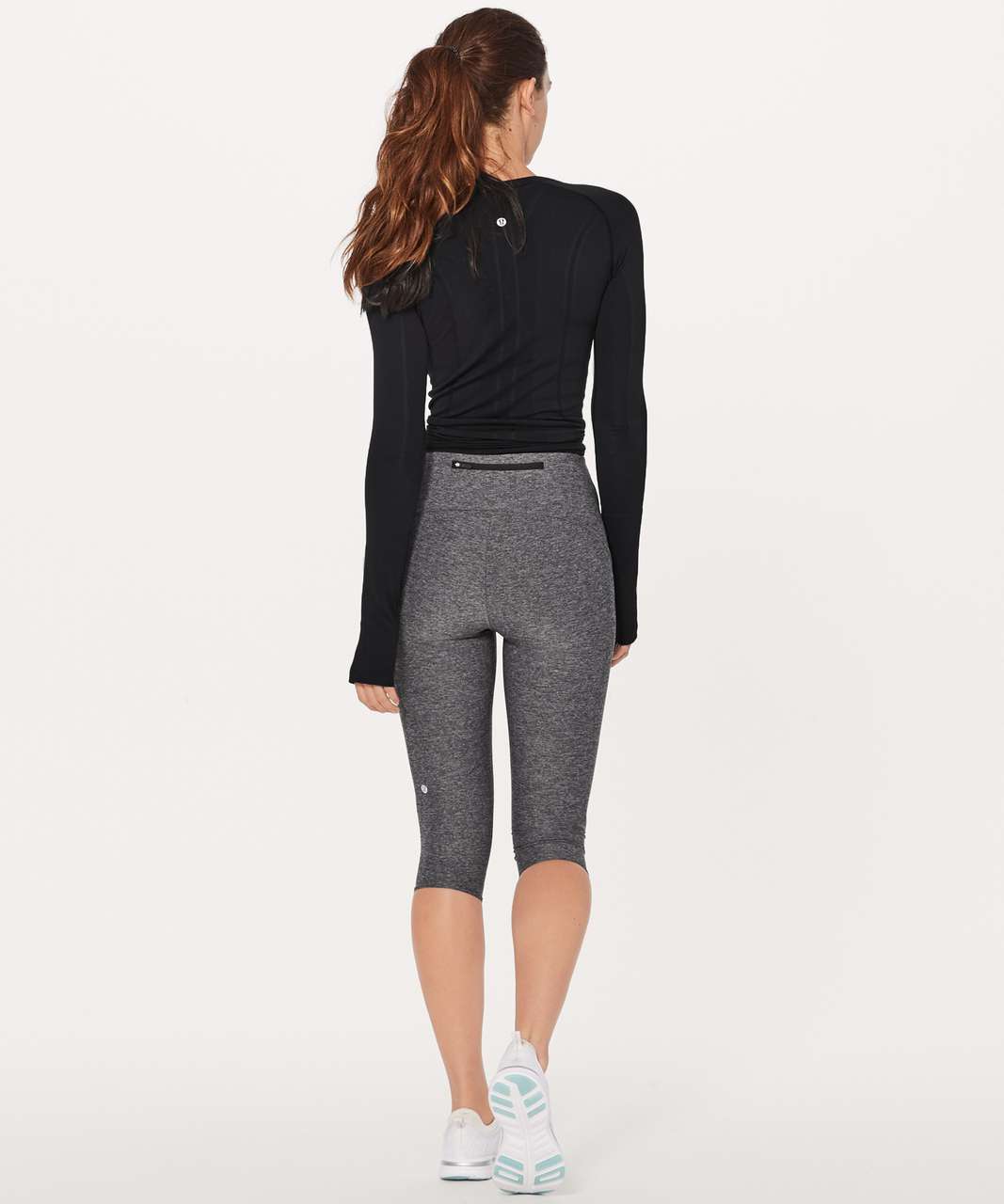 Lululemon Morning Miles Crop (17") - Heathered Black