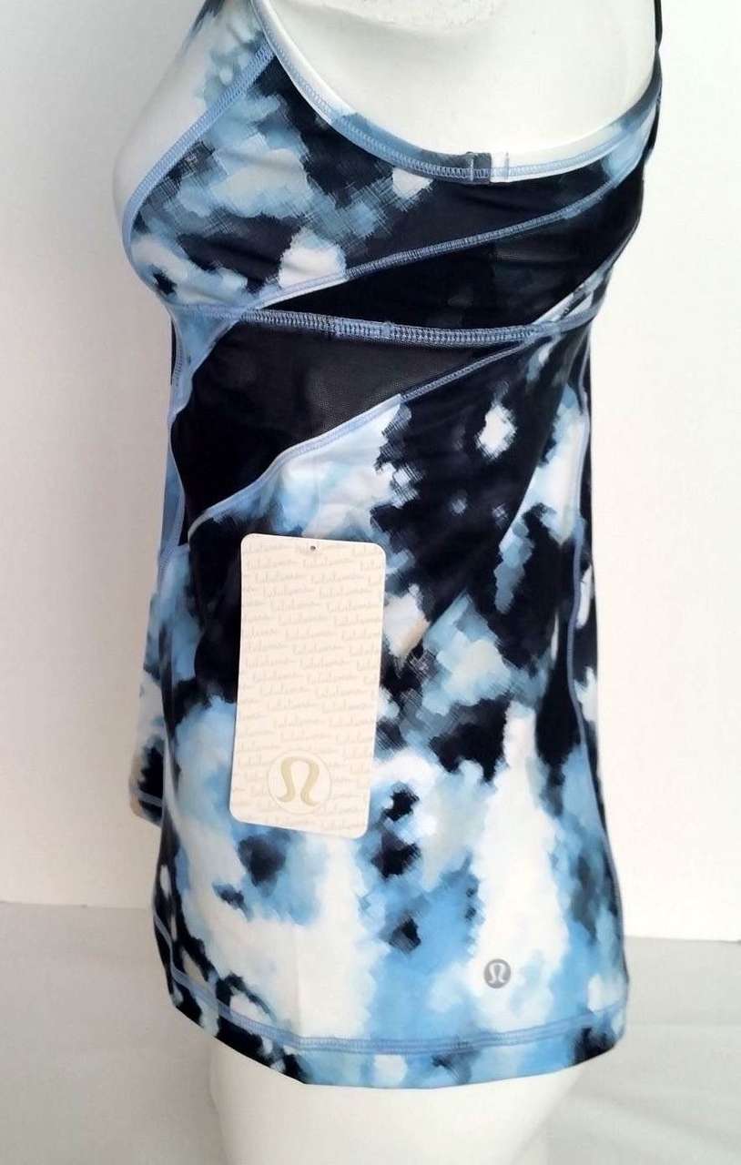 Lululemon Strap It Like It's Hot Tank - Aquamarine Blooming Pixie Multi / White