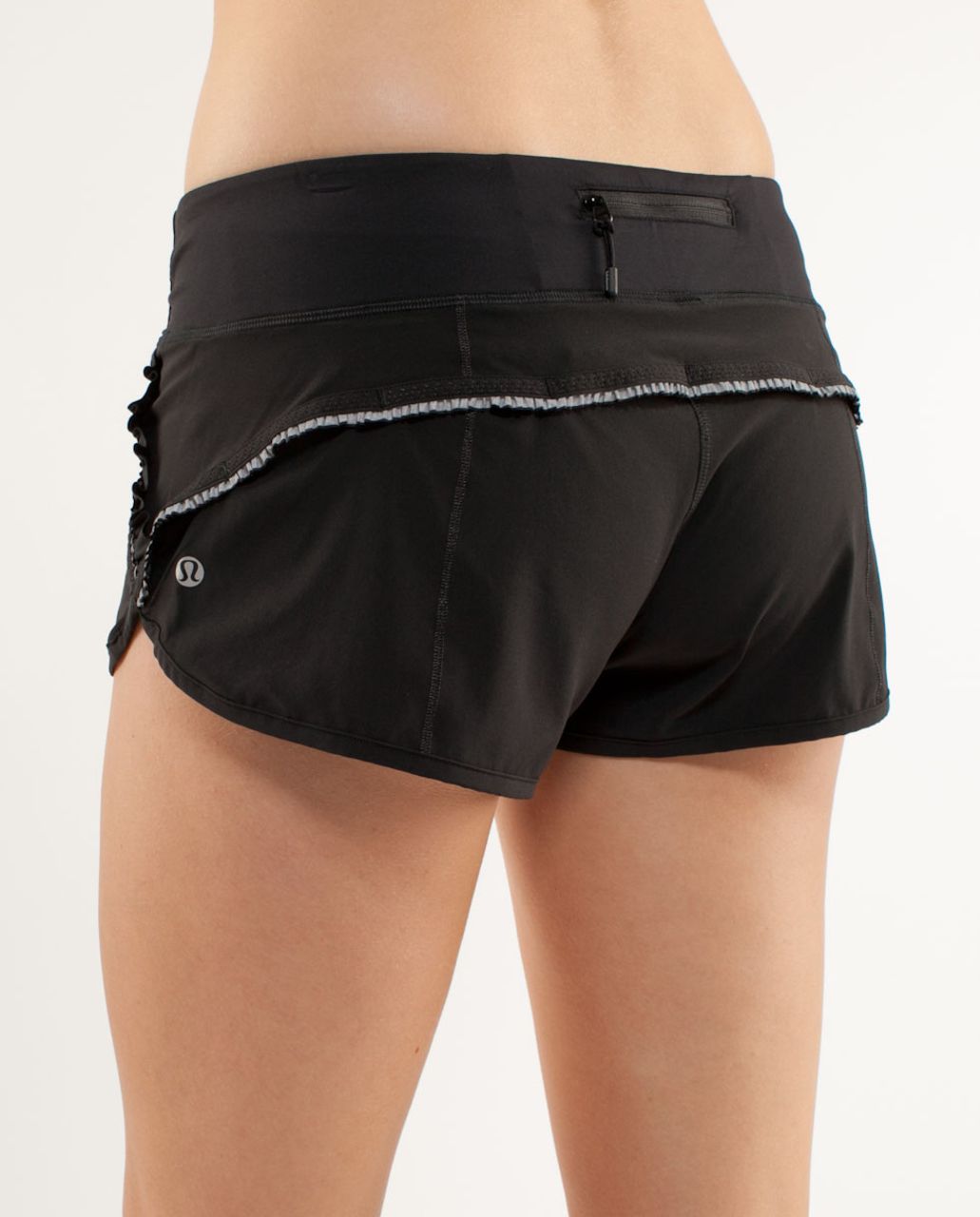 Lululemon Black Shorts with Accordion Ruffle Side with Liner Women's Size 8