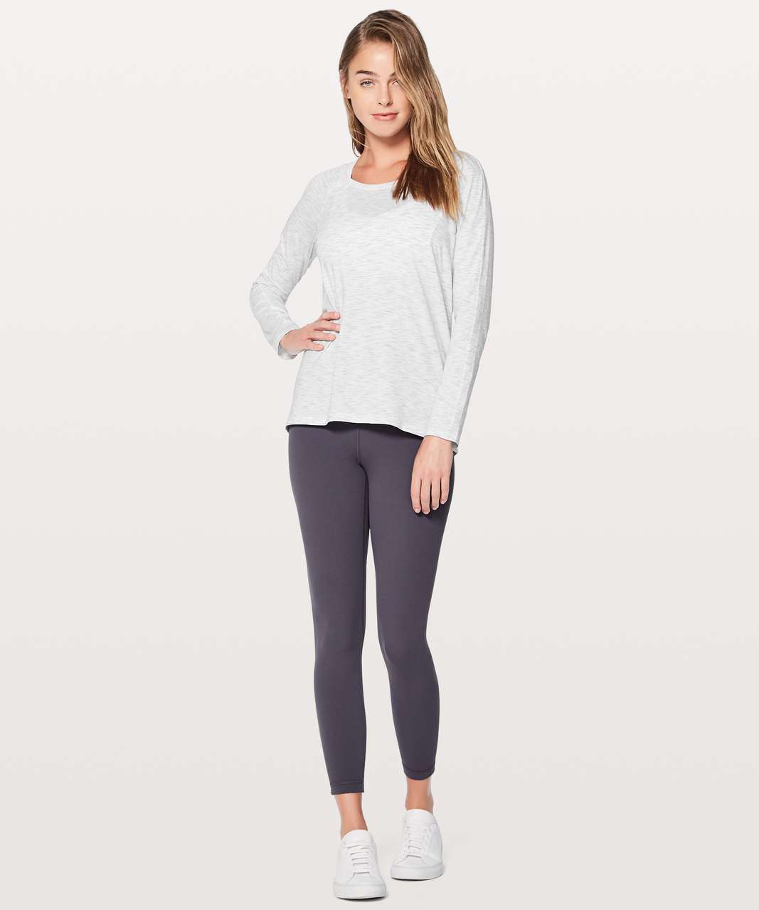 Lululemon Emerald Long Sleeve - 3 Colour Space Dye Ice Grey Alpine White (First Release)