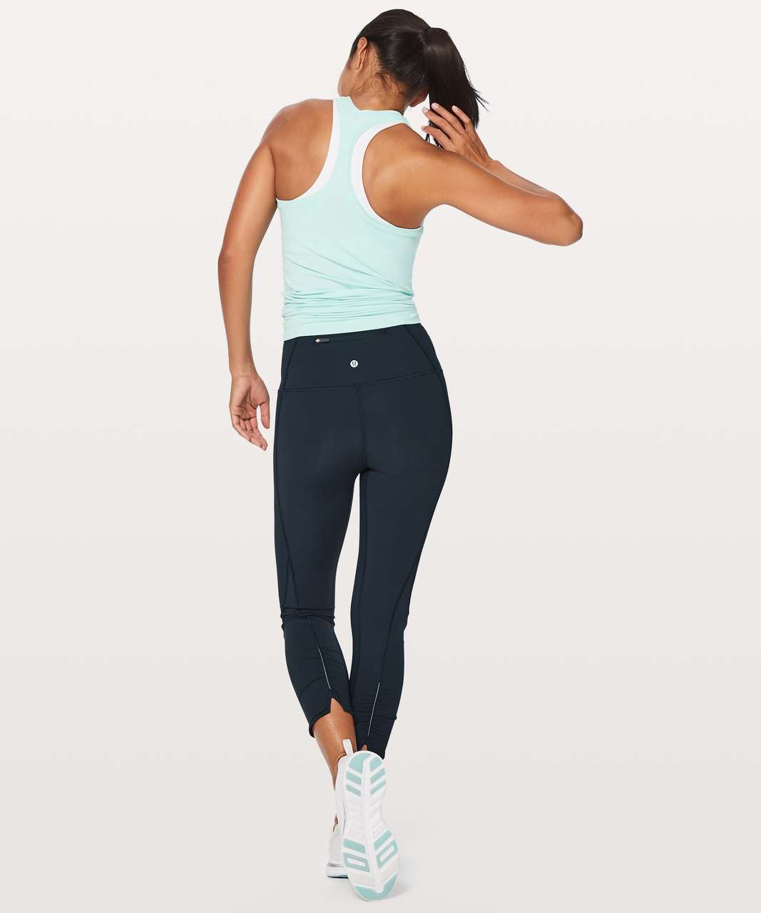 EUC $98 LULULEMON ON YOUR MARK CROP 23” NOCTURNAL TEAL LUXTREME RIBBED  W6AJ5S 6