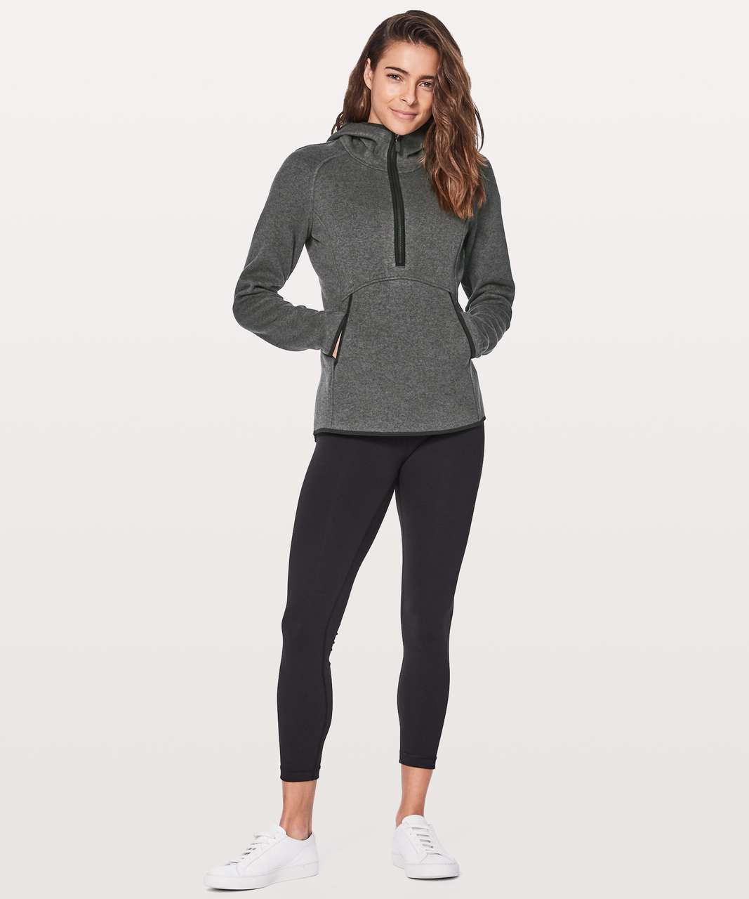 Lululemon Fleece & Thank You Pullover - Heathered Black / Black - lulu